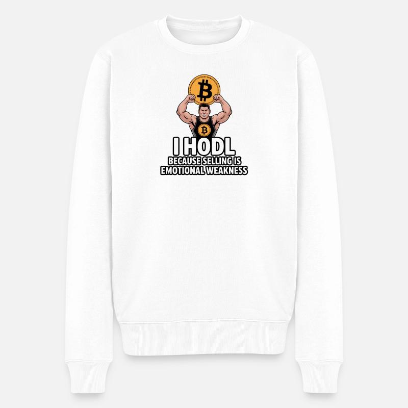 Bitcoin HODL Motivationsdesign - Männer Premium Bio Pullover - Weiß