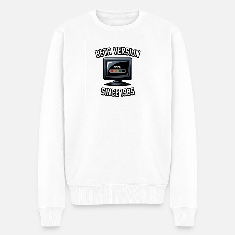 Retro Computer Fortschritt Design - Männer Premium Bio Pullover - Weiß