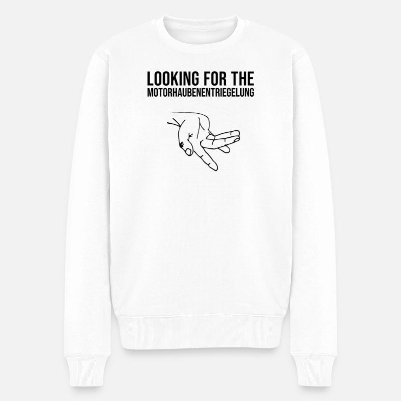 Motorhaubenentriegelung - Männer Premium Bio Pullover - Weiß