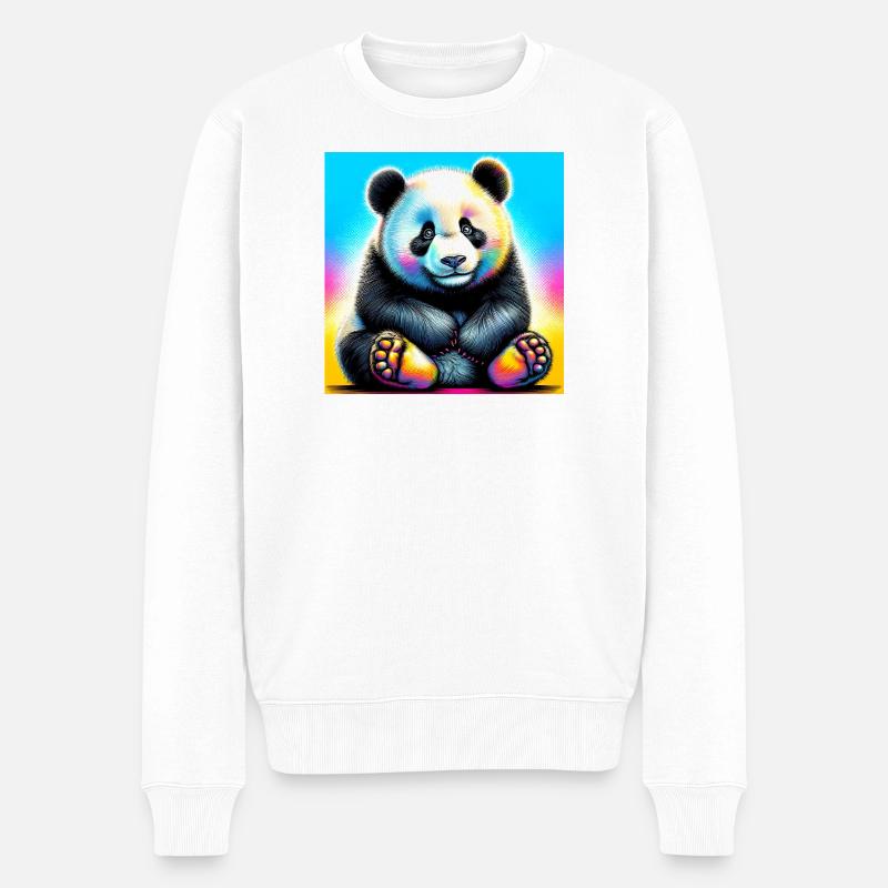 Panda - Männer Premium Bio Pullover - Weiß