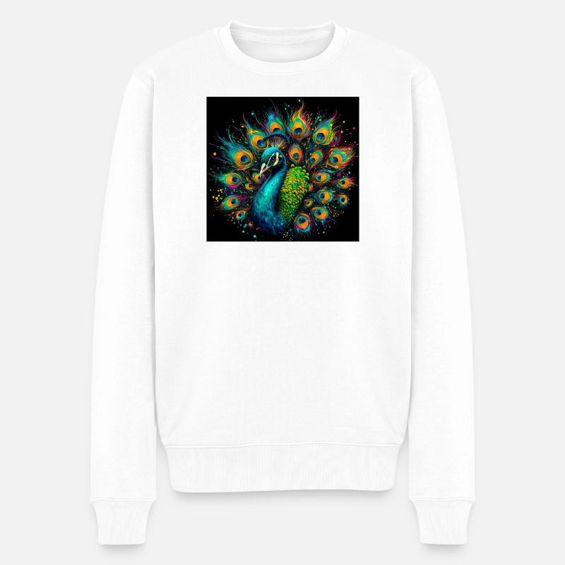 Pfau - Männer Premium Bio Pullover - Weiß