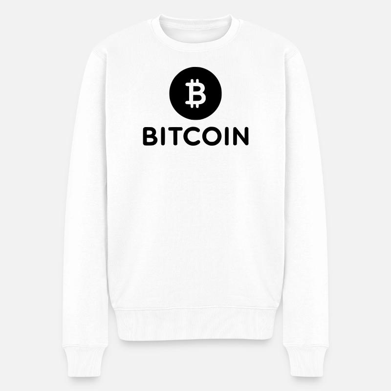 Bitcoin mit rundem Icon - Männer Premium Bio Pullover - Weiß