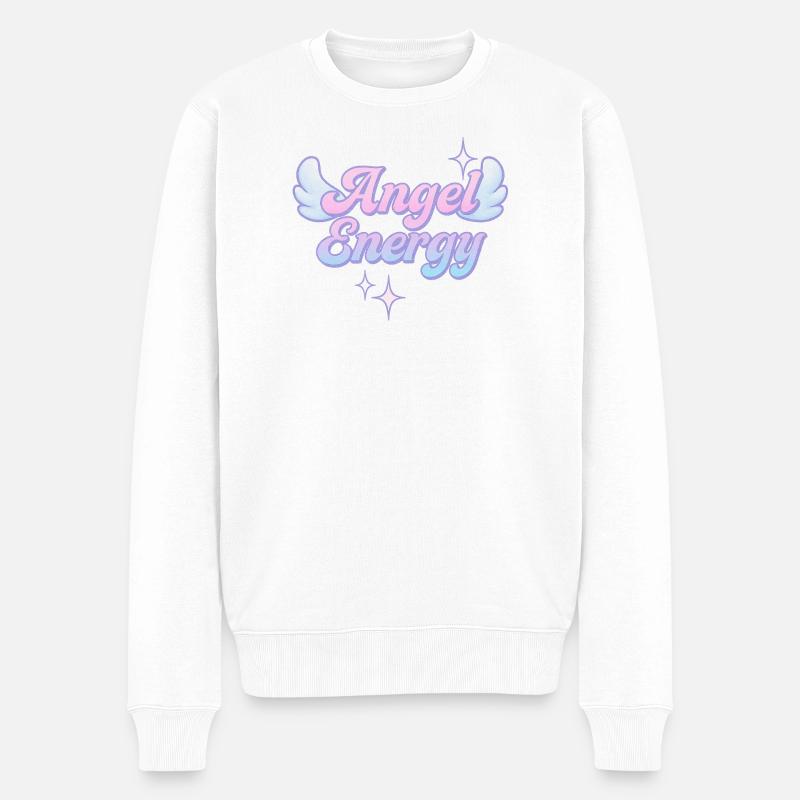 Angel Energy / Y2K Design - Männer Premium Bio Pullover - Weiß