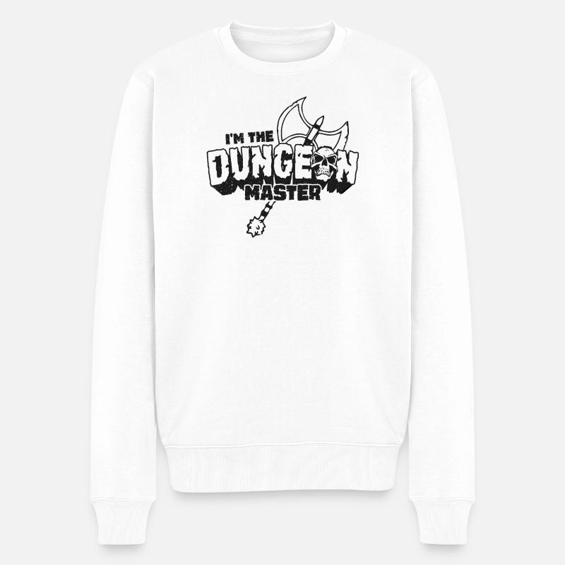 Der Meister des Dungeons - Männer Premium Bio Pullover - Weiß