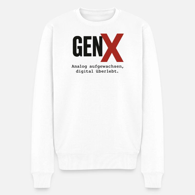 GenX Digital Retro Design - Männer Premium Bio Pullover - Weiß