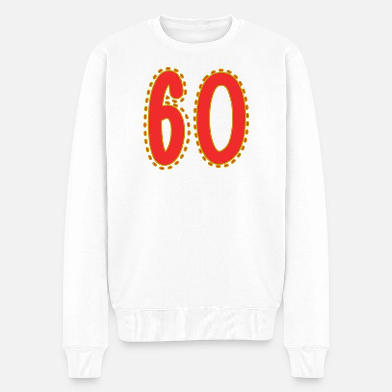 Design Anniversaire Chiffres 60 - Pull Premium bio Homme - blanc