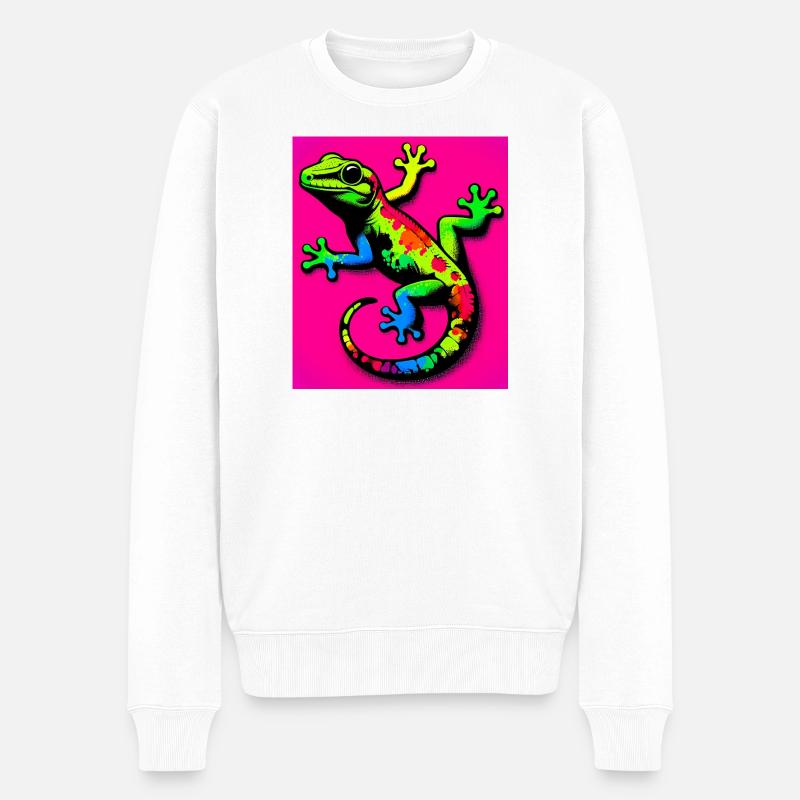 Gecko - Männer Premium Bio Pullover - Weiß