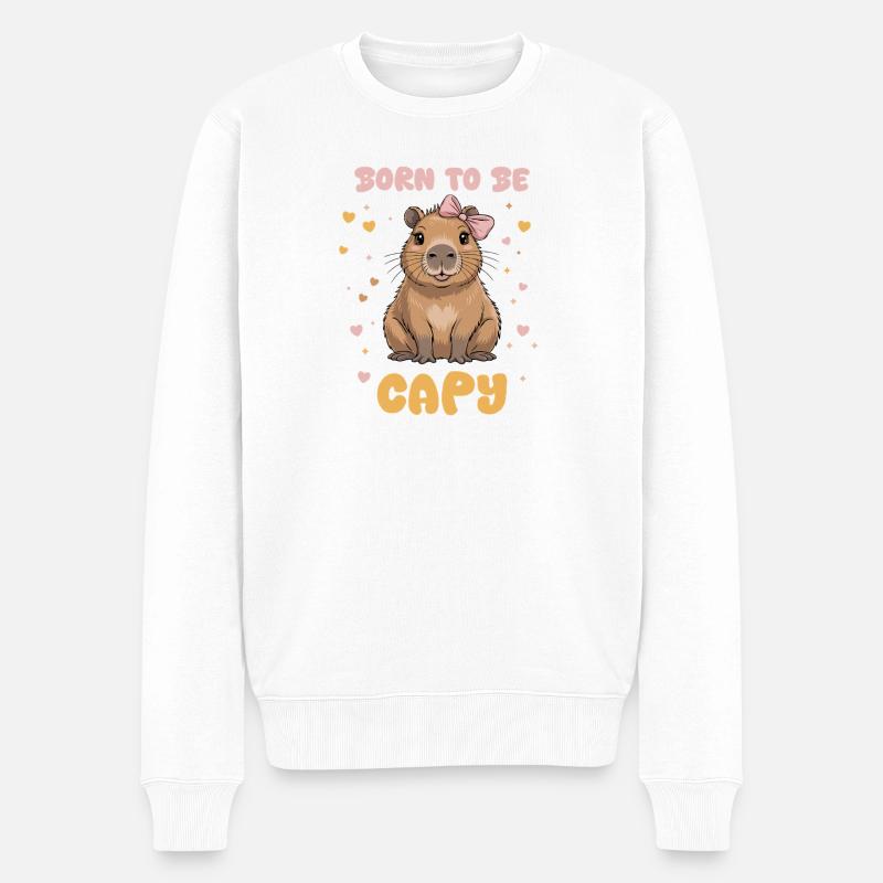Geboren, um Capy Illustration zu sein - Männer Premium Bio Pullover - Weiß