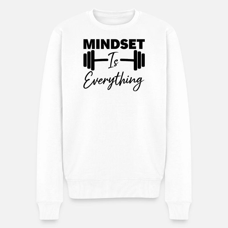 Denkweise ist alles Motivationszitat - Männer Premium Bio Pullover - Weiß