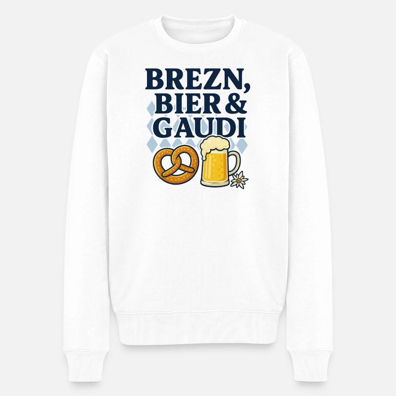 brezn, bier und gaudi - Männer Premium Bio Pullover - Weiß