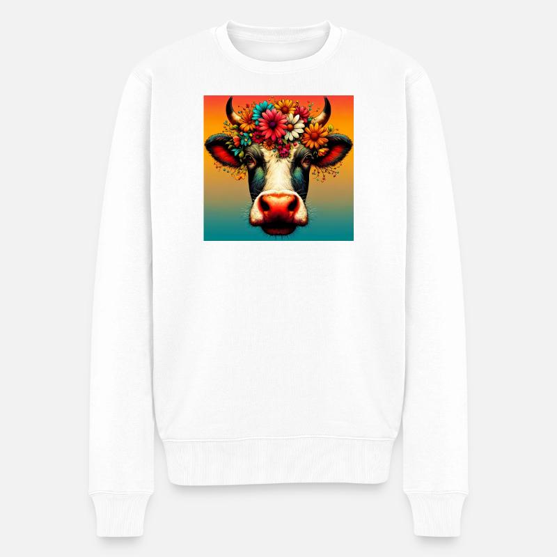 Kuh - Männer Premium Bio Pullover - Weiß