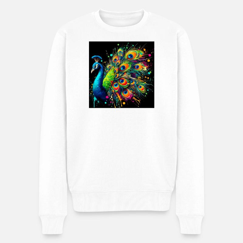 Pfau - Männer Premium Bio Pullover - Weiß