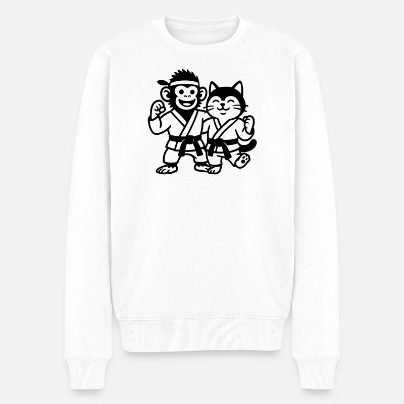 Karate Freunde - Männer Premium Bio Pullover - Weiß