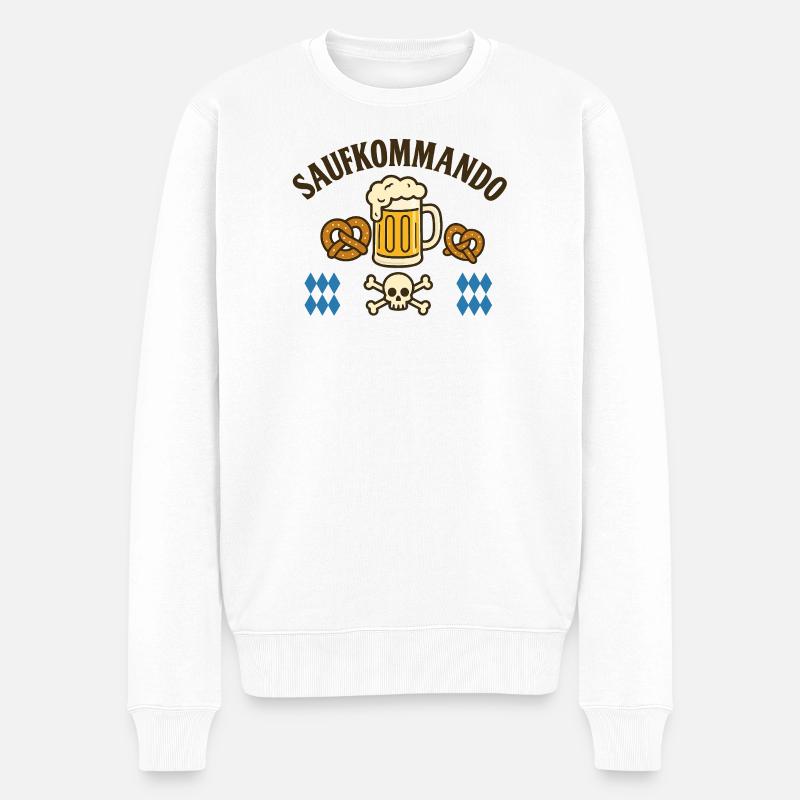 Saufkommando / Team Spruch Shirt - Männer Premium Bio Pullover - Weiß