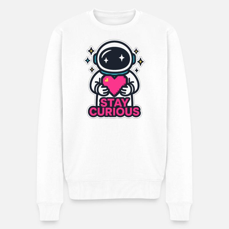 Stay Curious Astronaut - Männer Premium Bio Pullover - Weiß