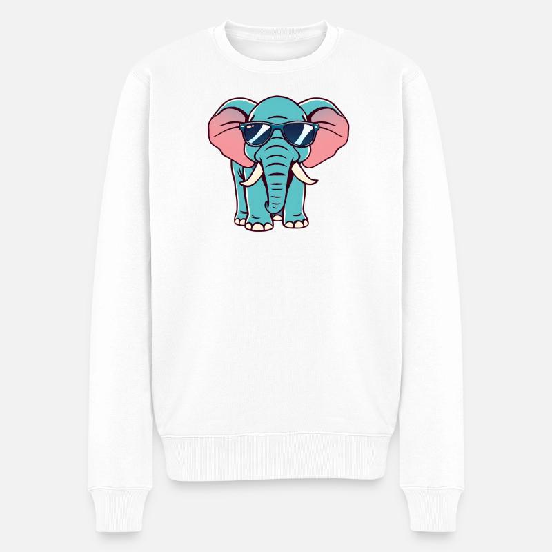 Elefant - Männer Premium Bio Pullover - Weiß