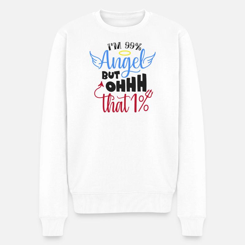Engel Humor T-Shirt Design - Männer Premium Bio Pullover - Weiß