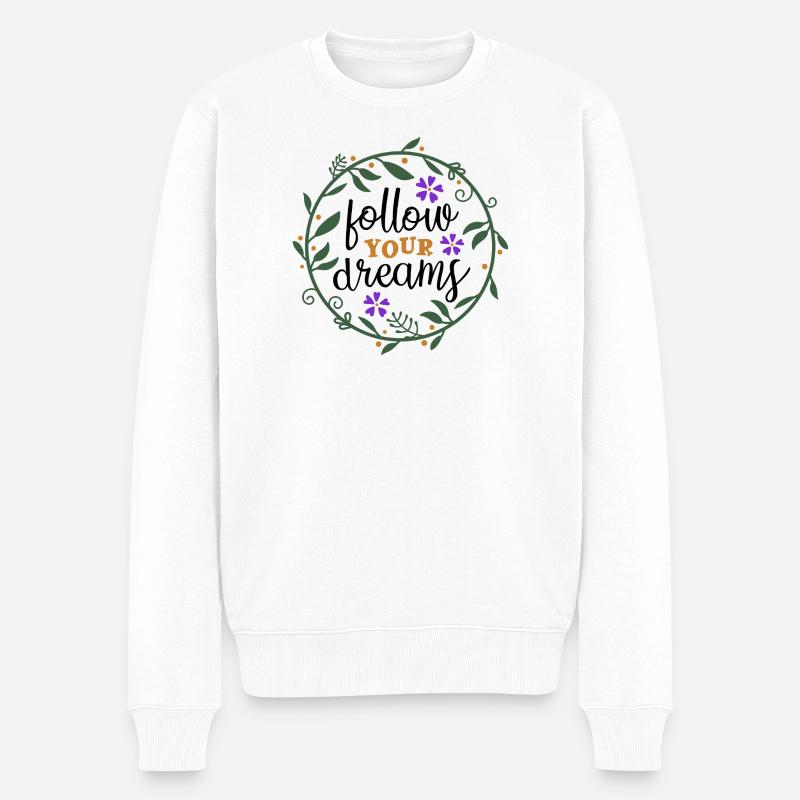 Personalisierter Blumenrahmen mit Naturmotiv - Männer Premium Bio Pullover - Weiß