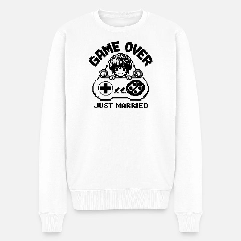 Game Over – Just Married - Männer Premium Bio Pullover - Weiß