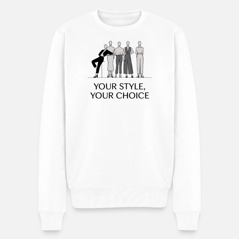 Elegantes monochromes Modeillustrationsset - Männer Premium Bio Pullover - Weiß