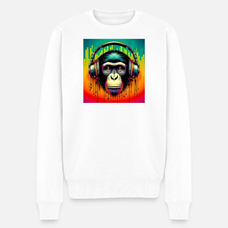 Schimpansen-Affe - Männer Premium Bio Pullover - Weiß