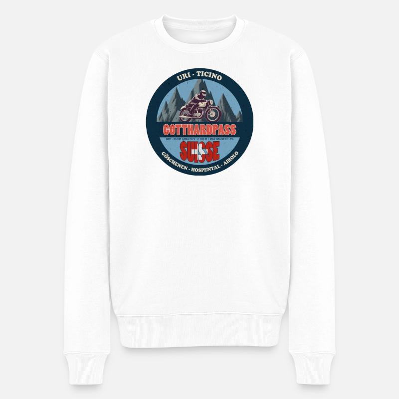 Gotthardpass, Uri, Tessin, Schweiz, Schweiz - Männer Premium Bio Pullover - Weiß
