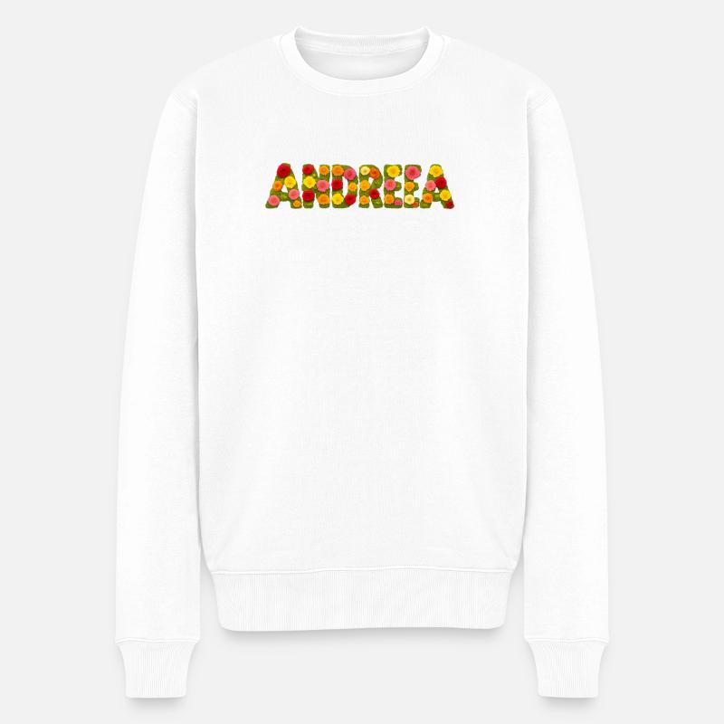Fleur Lettre Nom Design Andreea - Pull Premium bio Homme - blanc