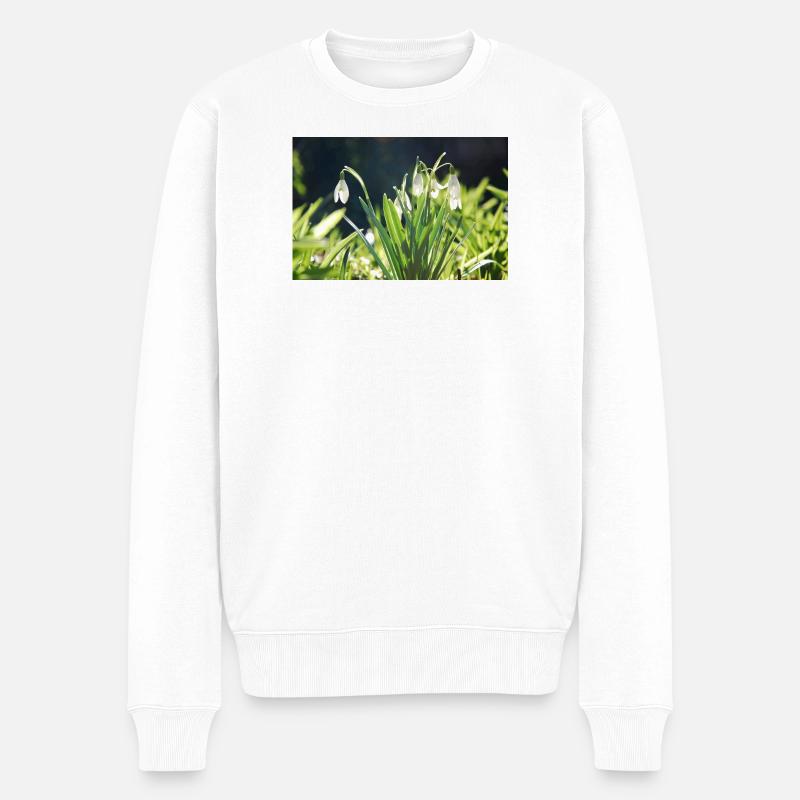 Schneeglöckchen Frühling Blüte Design - Männer Premium Bio Pullover - Weiß