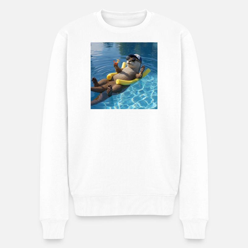 Otter im Urlaub - Männer Premium Bio Pullover - Weiß