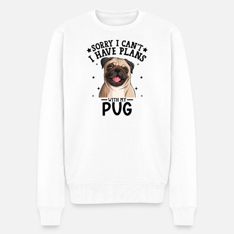 Verspielte Mops-Illustration für Bekleidung - Männer Premium Bio Pullover - Weiß