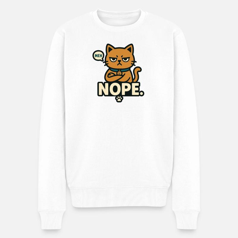 Meh-Cat – NON. - Pull Premium bio Homme - blanc