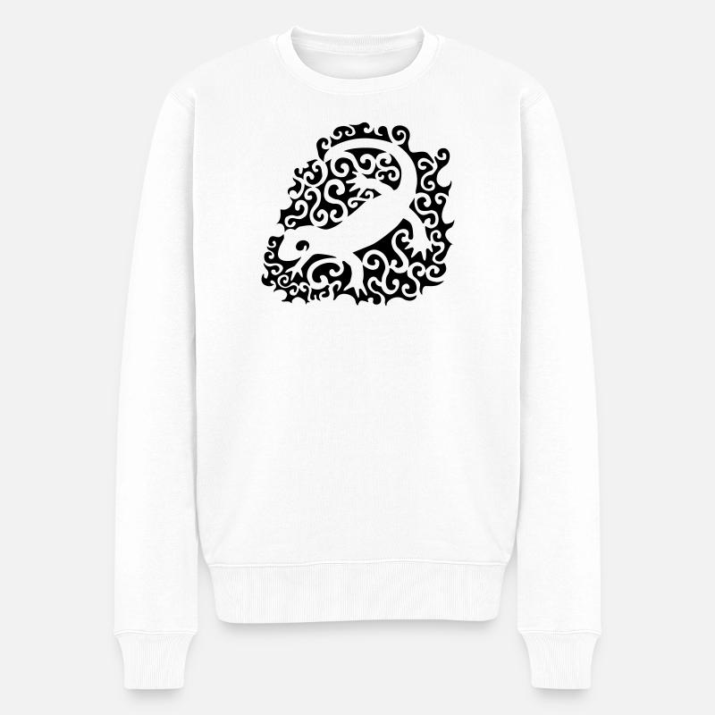 Stammes-Salamander - Männer Premium Bio Pullover - Weiß