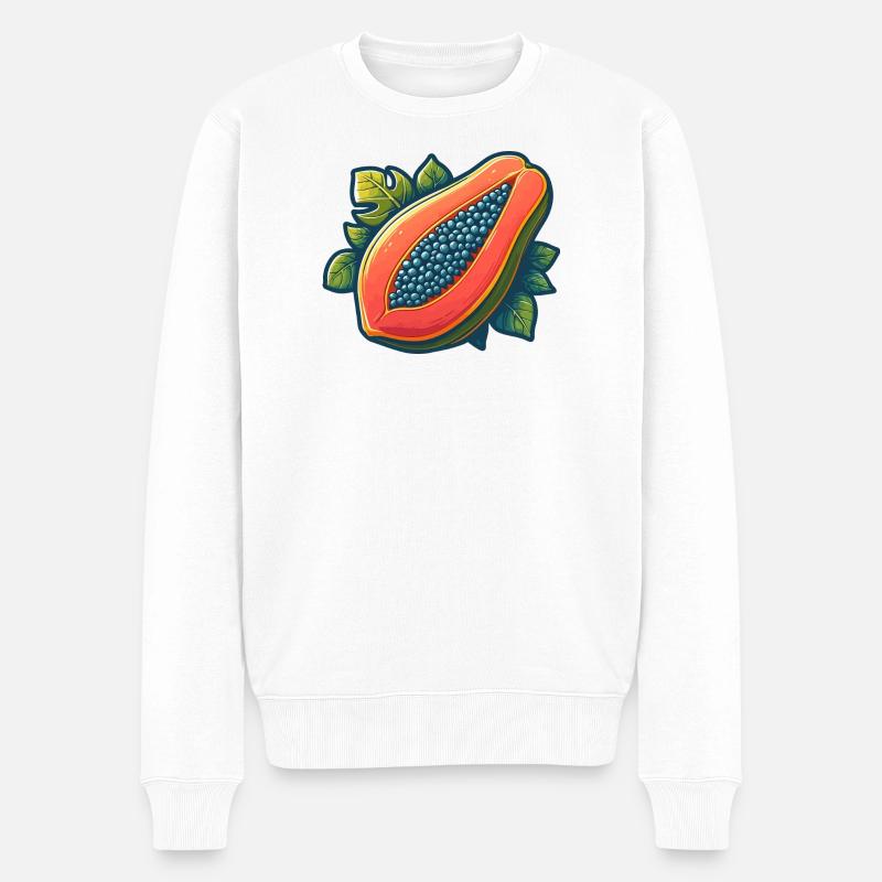 Helle tropische Papaya - Männer Premium Bio Pullover - Weiß