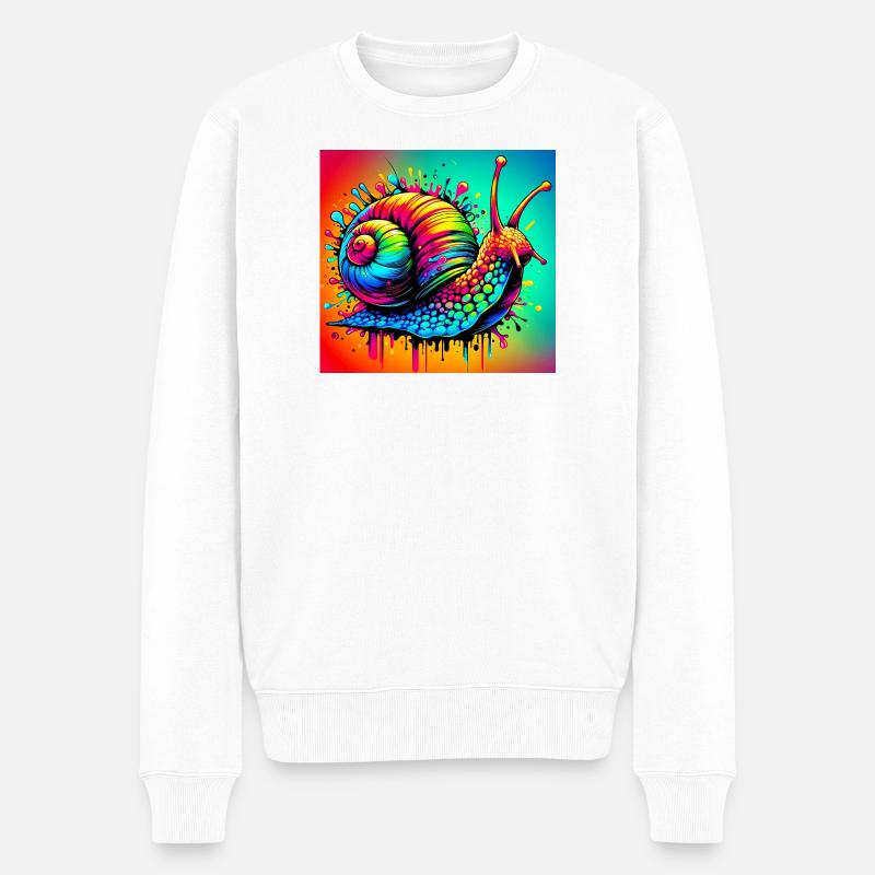 Schnecke - Männer Premium Bio Pullover - Weiß