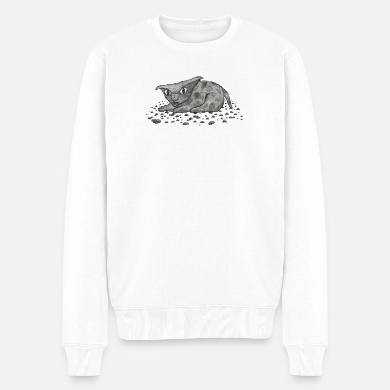 Grim Cat - Männer Premium Bio Pullover - Weiß