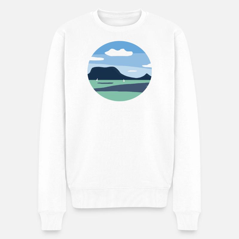 Balaton digital art - Männer Premium Bio Pullover - Weiß