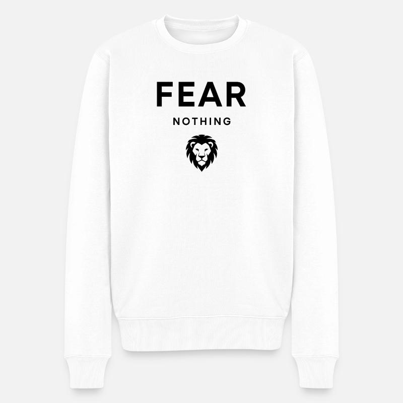 Fear Nothing Bold Lion Design - Pull Premium bio Homme - blanc