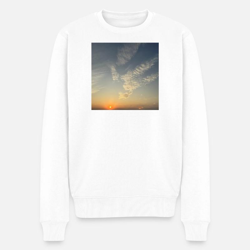 Abendhimmel mit Wolkenmeer - Männer Premium Bio Pullover - Weiß
