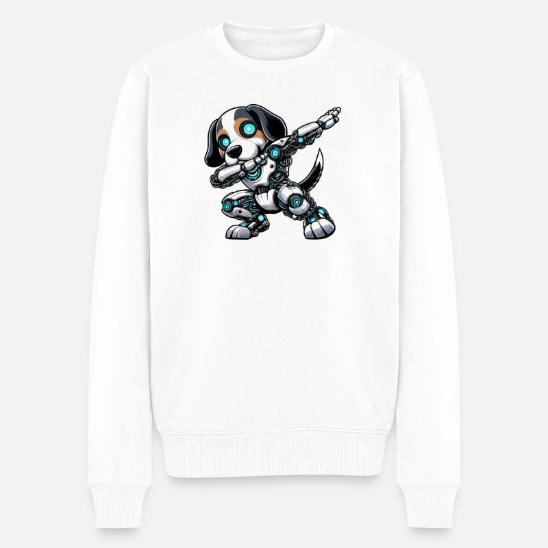 Cooler Beagle Roboter Astronaut Dabbing Cartoon - Männer Premium Bio Pullover - Weiß