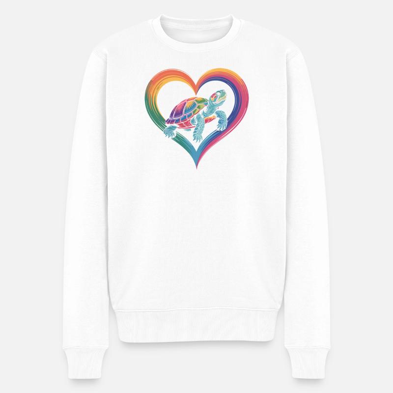 Bunte Schildkröte - Männer Premium Bio Pullover - Weiß