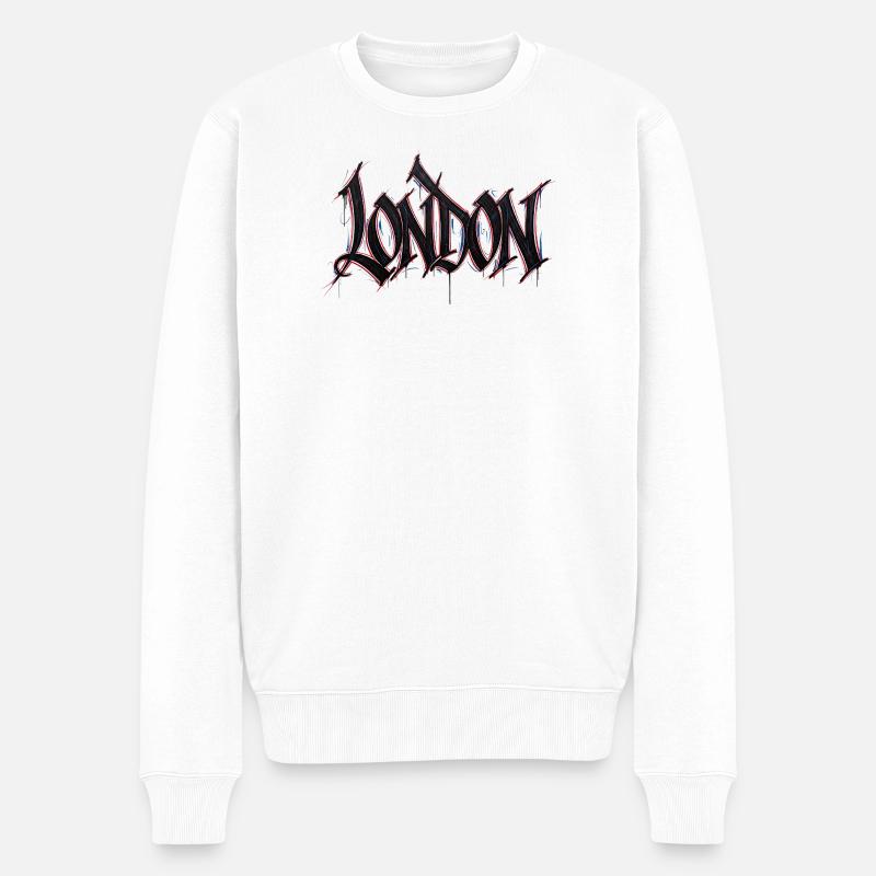 London - Männer Premium Bio Pullover - Weiß