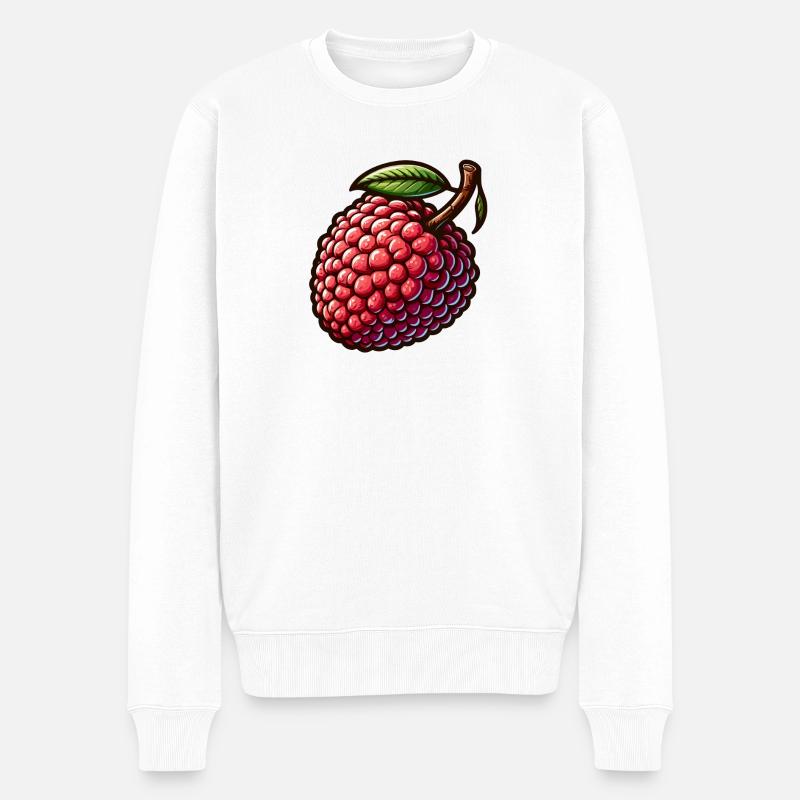 Bunte und detaillierte Litschi-Illustration - Männer Premium Bio Pullover - Weiß
