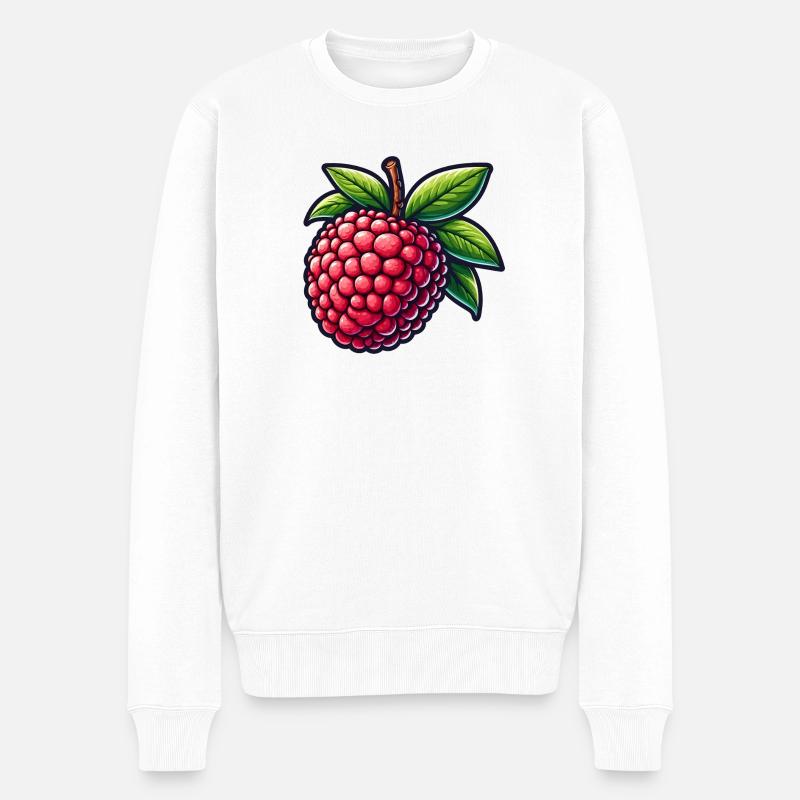 Litchi Illustrated Bright - Männer Premium Bio Pullover - Weiß