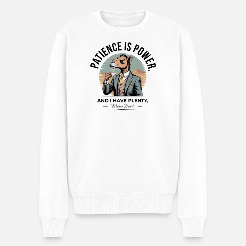 Geduld ist Power Camel Kaffee - Männer Premium Bio Pullover - Weiß