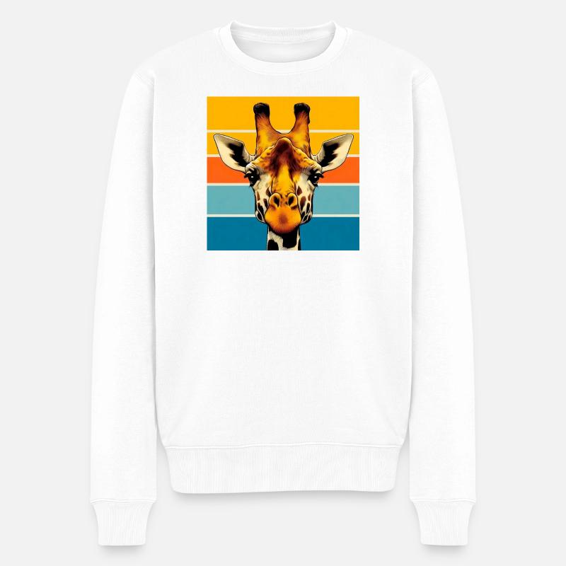 Giraffe - Männer Premium Bio Pullover - Weiß
