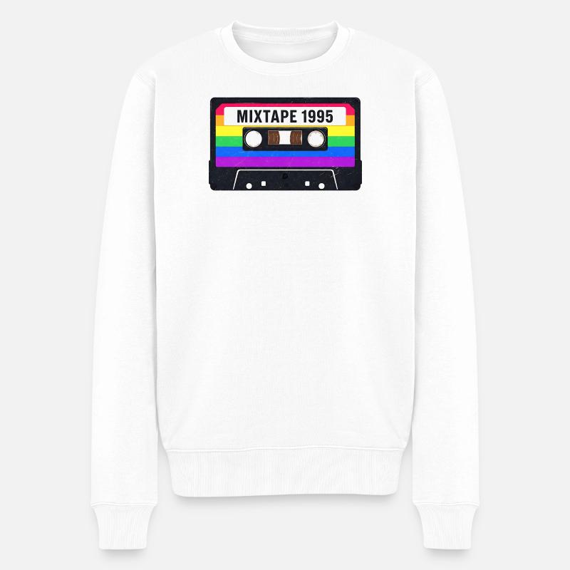 Cassette Mixtape 80s 90s Nostalgie - Pull Premium bio Homme - blanc