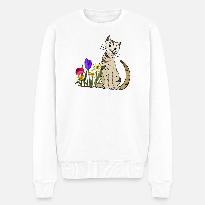 Katze - Männer Premium Bio Pullover - Weiß