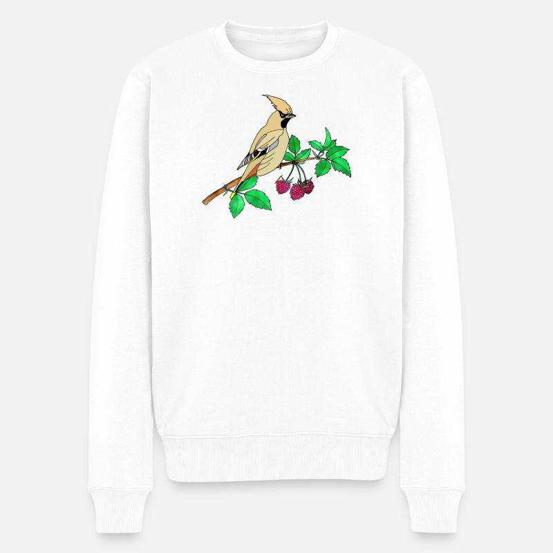 Bunter Vogel - Männer Premium Bio Pullover - Weiß