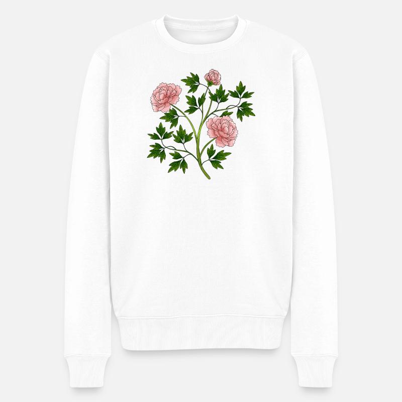 Blumen - Männer Premium Bio Pullover - Weiß