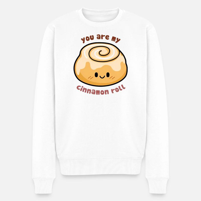 Süßes Zimtschnecken-Zitat - Männer Premium Bio Pullover - Weiß